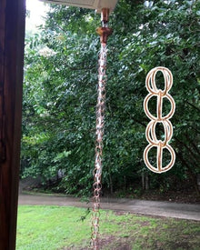 WhamtL Circles Rain Chain Copper Color, Metal Ornamental Gutter Rain Chain Eaves Drainage, Modern Double Loop Alternative Downspout Gutter Chain(Style1,7m (23ft))