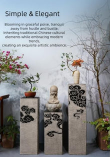 IBCNPABT Chinese Auspicious Cloud Pedestal Stand, Solid Artificial Stone Decorative Display Pillar, Stone‑Textured Plant Stand for Indoor Outdoor Garden Patio Porch Decoration(X-Large)