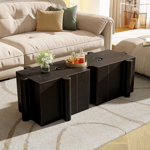 Christopher Knight Home Daton 3 Piece Interlocking Outdoor Side Table Set, Modular Lightweight Concrete Coffee Table, Convertible MGO End Table for Indoor&Outdoor, Design for Creative Set Up, Copper