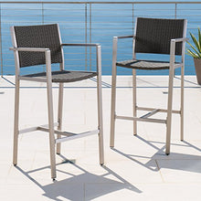 GDF Studio Outdoor Wicker and Aluminum Bar Set 3 Piece Grey With Wicker Top