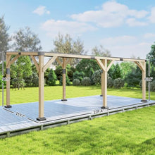 Outsunny 10' x 20' Wooden Gazebo Hardtop Lean-to for Patio Light Walnut