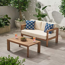 Merax 2-Piece Outdoor Acacia Wood Loveseat & Coffee Table Set