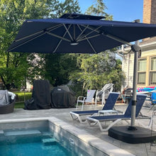 OROTLECT 120'' Square Cantilever Umbrella With Wheeled Base,Navy