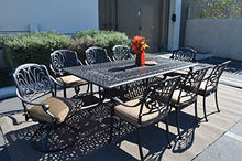 PatioLand Elizabeth Outdoor Patio 9pc Dining Set 44" x 84" with Premium Fabric Cushions