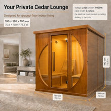 Recliners Steam Sauna 2 Person, Canadian Red Cedar, 220V, 6KW Harvia Heater