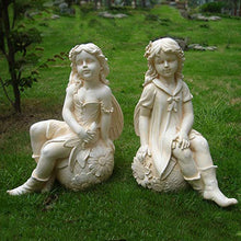 Garden Fairy Statue with Angel Wings Kneeling On The Sunflower Ball,Garden Statue Figurine,Indoor Outdoor Home Decoration Sculpture (A)