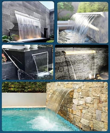 Elegant Stainless Steel Waterfall Spillway Kit – Stunning Outdoor Water Feature to Enhance Landscape Design, Wall-Mounted Fountain for Pools & Gardens
