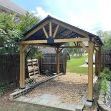 Domi Outdoor Living 12’x14’ Hardtop Aluminum Gazebo with Galvanized Steel Roof Wood Grain