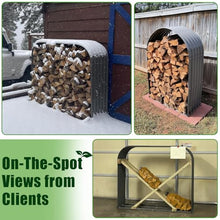 A ANLEOLIF Outdoor Firewood Rack, Trio Gray 4-Pack with Corrugated Roofs