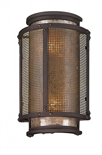 Troy Lighting Copper Mountain 14.25"H 2-Light Outdoor Wall Light - Copper Mountain Bronze Finish with Silver Mica Glass