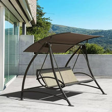 KJLYLPP Large Converting Canopy Porch Swing,2-Seat Outdoor Patio Swing Chair,Hammock Lounge Chair for Porch,Adjustable Canopy