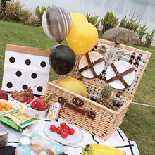 ZYBB Outdoor Picnic Basket Wicker Picnic Basket with Cutlery Handle and Shoulder Strap Large Storage Basket for 4 (Color:B)