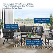 Lounge Sectional Sofa Chair Set, Aluminum, Metal, Grey Gray, Modern, Outdoor Patio Balcony Bistro