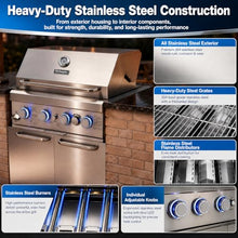Hvlwyaz Built In Gas Grill, 28-Inch 4-Burner Propane & Charcoal Combo