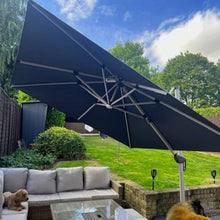 OROTLECT 11 Feet Double Top Deluxe Solar Powered LED Square Patio Umbrella with Steel Plate Base