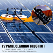 Commercial Solar Panel Cleaner Kit - 70cm Dual Brush Heads | 320RPM Dual Motor | Telescopic Pole (3.5/5.5/7.5m) | Auto Water Feed | Dual Power Supply | for Rooftop/Solar Farm/Power Plant,18ft(5.5m)