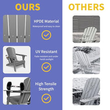 Kingdura Foldable Adirondack Chairs Set of 4, Portable HDPE All Weather Resistant Outdoor Patio Chair, Wooden Textured with Cup Holder, 380LBS Capacity for Poolside, Backyard, Deck, Fire Pit (Grey)