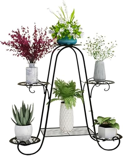 Plant Stand Metal Indoor Outdoor Plant Shelf Multiple 6 Tier Corner Flower Pot Holder Stands Creative Flower Stand Wrought Iron Tiered Planter Shelves Rustproof Display Rack For Garden Balcony