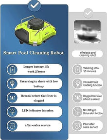 KANGJIEM Automatic Pool Vacuum, Cordless Robotic Pool Cleaner, Smart Pool Vacuum with 120 Mins Maximum Runtime, Dual-Motor, Self-Parking, for Above/In Ground Flat Pool Up to 1000 Sq Ft