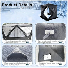 Outdoor Sauna Tent for 3-5 People, Insulated Ice Fishing Tent, Heat Insulating and Windproof, Portable Ice Fishing Shanty Ice House for Home Garden, Camping, Other Locations BlackSauna-2.1m