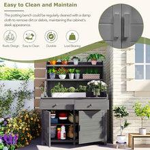 Christopher Knight Home Belfast 65"H Outdoor Potting Bench Table, Fir Wood Potting Table, Large Gardening Workstation with Storage Shelf, Garden Tools Shelf with Drawer and Cabinet for Backyard, Gray
