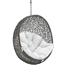 Modway Hide Wicker Rattan Outdoor Patio Swing Chair with Hanging Steel Chain in Gray White