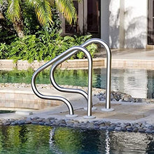 WUHUQN Swimming Pool Hand Rail 440lbs Load Capacity Handle for Ground Swimming Pool 304 Stainless Steel Stair Pool Hand Rail, Silver