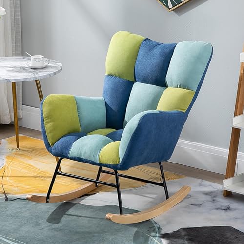 MHJKHG Flannel Rocking Chair Reading Chair Garden Lounge Chair Armchair Camping Rocking Chair with Footstool, for Balcony Bedroom Living Room，C Withoutfootstool