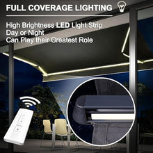 RUYICZB Electric Awnings for Patio, 10'×6.5' Retractable Awning with LED Light, Remote Control, UV Protection, Manual Patio Awning Sun Shade Shelter for Window Door Deck Garden,Red