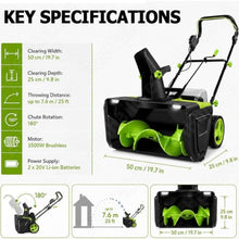 3500w Electric Push Snow Blower, Dual LED Lighting 4batteries
