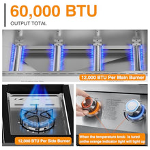 4 Led Burner Propane Gas Grill with Side Burner & & Visual Glass, Stainless Steel Gas Grill with Enameled Cast Iron Grates, 60,000 BTUs Output for Outdoor Cooking and Patio Backyard Barbecue