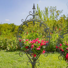 Zaer Ltd. Set of 2 Tall Round Metal Planters with Removable Trays Freestanding Indoor Outdoor Garden Decor (Verdi Green)