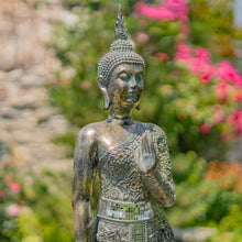 Zaer Ltd. 37.8" Tall Frosted Silver Standing Polyresin Buddha Statue