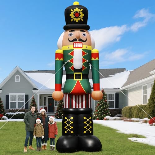 Wellcomer 20Ft Giant Christmas Inflatable Nutcracker Soldier with Powerful Blower, Blow Up Holiday Decoration for Outdoor Yard Lawn Christmas Party (Without LED Lights)