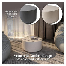 LeisureMod Minimalist Side Table Assembled 36” Round Modern Fiberstone Top Accent Table for Outdoor, Home, Living Room Terra Series in White