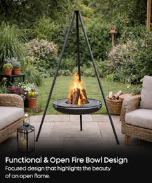 eldimer no.04 - Wood Burning Carbon Steel Fire Pit 23.6" - Industrial Outdoor Fire Bowl for Backyard and Patio