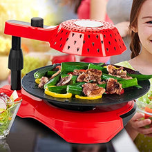 NEWCES Safety Certification Portable Electric Barbecue Grill 5 Levels of Temperature Adjustment 1390W High Power BBQ Grill Automatic Rotation Infrared Smokeless BBQ Grill Table Barbeque Grill Red