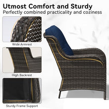 Gardenbee 5 Piece Outdoor Wicker Patio Furniture Set, Patio Chairs Set with Thickened Olefin Cushions, High Back and Deep Seating, Hand-Woven PE Rattan, Ottoman for Porch, Deck