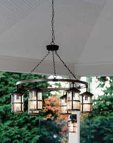 Hinkley Lakehouse Large 12V Outdoor Chandelier, Aged Zinc/Driftwood Gray