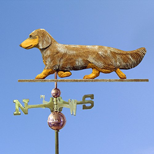 Dachshund Hand Carved & Painted Weathervane Red Long Hair 32 Inch