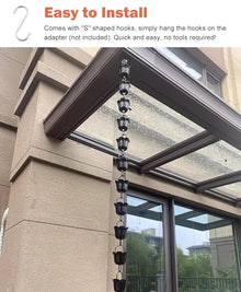 YUSIWOAL Japanese Style Rain Chain 7.2 Ft Black Aluminum Gutter Downspout Alternative with S Hook(7m (23ft))