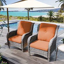 MeetLeisure Outdoor Wicker Chair Rattan Patio Dining Chairs Set of 6 PE Wicker Patio Chairs with 4 inch Seat Cushions Patio Seating Chair for Garden, Backyard Swimming Pool, Balcony, Orange