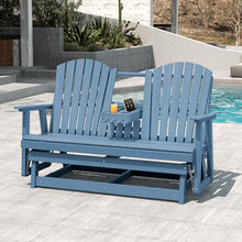 SERWALL 3 Person Glider Bench with iPad Placement and Cup Holder,Navy