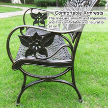 LXRHLIKG 46" Cast Aluminum Outdoor Bench, Patio Garden Bench with Exquisite Carved Backrest & Rounded Armrests(White)