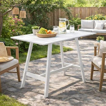 Benjara Keli 43 Inch Bar Table, Classic White Aluminum Frame, Rectanglular Top