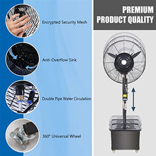 KUYBTU 3 Speeds Misting Fan Waterproof Spray Cooling Fan Industrial Fan Outdoor Patio Backyards Water Tank Electric Fans, 90° Oscillation-81cm/31.9in