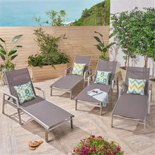 Afuera Living Outdoor Mesh and Aluminum Chaise Lounge Set of 4 Grey