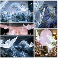 XOOFMASS LED Butterfly Set of 2, Glowing Butterfly Wedding Decoration, Butterfly Floor Lamp, Wedding Dance Floor Props, Decoration LED Lamp for Wedding Birthdays Party Receptions,Silver,140cm/55.1in