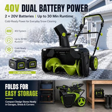 40V Lithium Battery Cordless Snow Blower, 3500W Brushless Motor Snow Thrower with 2/4 Batteries & 1/2 Charger, 50cm/20in Clearing Width, 7.6m/25ft Throw for Driveway & Patio 2Batteries