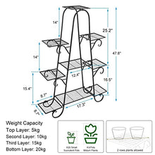 RWGOVLU Flower Stand 9 Tier Plant Stands Indoor Metal Plant Shelf Stand Outdoor Multilayer Potted Planters Display Rack Patio Garden Plant Stand